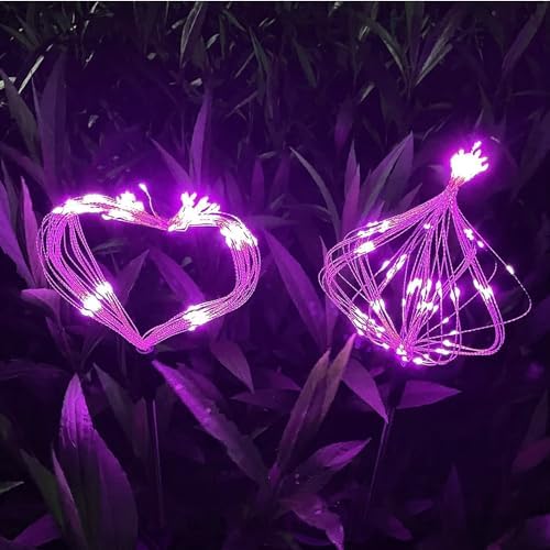 JJGoo Solar Firework Lights, 2 Pack 180 LEDs 2 Lighting Modes Solar Lights Outdoor Waterproof for Garden Patio Walkway Pathway Party Wedding Christmas Decorative - Pink - Image 5
