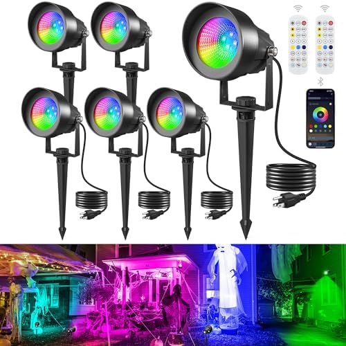 T-SUN Spot Lights Outdoor, Smart RGBW LED Landscape Spotlights 6 Pack by T-SUN