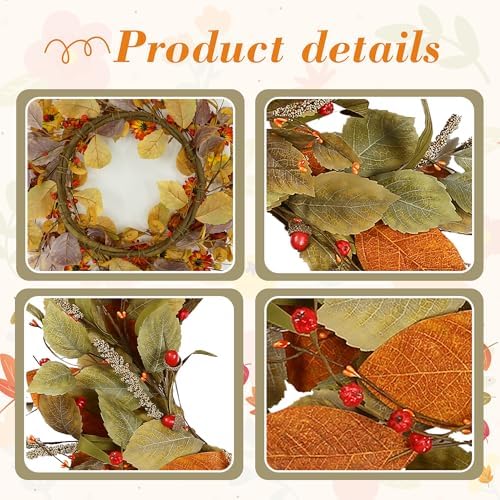 YNYLCHMX 20" Fall Wreath for Front Door, Eucalyptus and Berry Decor - Image 5