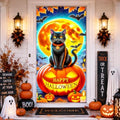 Halloween Door Banner 71x35 Spooky Black Cat & Pumpkin Yard Decor by Cmialusie