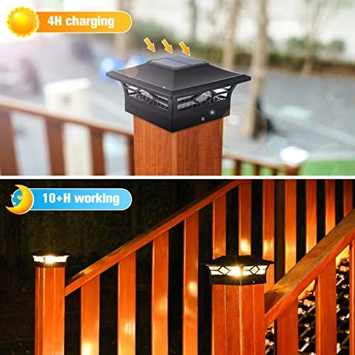VOLISUN 2Pack Solar Post Cap Lights, 2 Color Modes Deck Lights, Black - Image 3