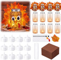 Qinyoung 12 Pcs Thanksgiving Turkey Craft Mason Jars Tissue Paper Craft with LED Candle Light Make Your Own Turkey Mason Jars Decoration for Fall Harvest Thanksgiving Party Fun Home Actives by Qinyoung