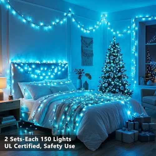 BrizLabs Teal Christmas Incandescent String Lights Outdoor 300 Count 69.6ft - Image 4