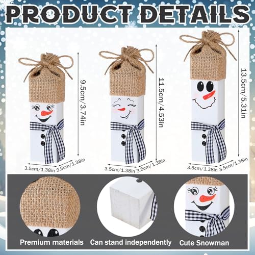 Yousoontic 3 Pcs Summer Table Block Signs Tropical Watermelon Flamingo Centerpiece Hello Summer Hawaiian Decorations for Tiered Tray Decor Home Office Kitchen Mantel Shelf Indoor (Snowman) - Image 2