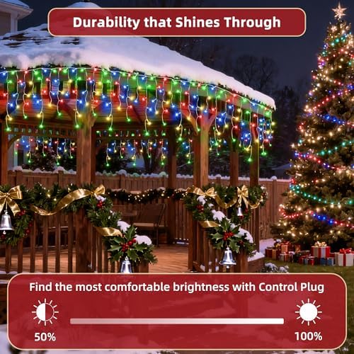810 LED Christmas Lights Outdoor 82FT with 180 Drops, Christmas Decorations Hanging Lights 12 Modes, Dimmable Outsite Fairy String Lights for Wedding Party Holiday Winter Wonderland Decor Multicolor - Image 4