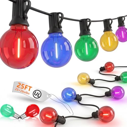 25FT G40 LED Multicolor Christmas String Lights Outdoor, 25 Globe Bulbs by Goothy