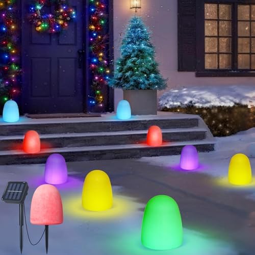 24 Pcs Gumdrop Pathway Solar Lights, 6" LED Stake Lights, Fresh - Image 2