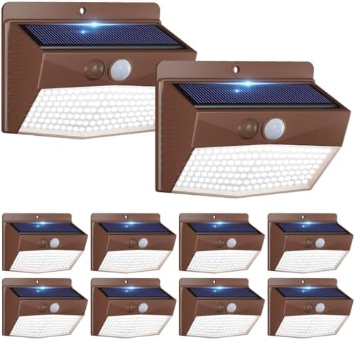 Peasur 10 Pack Solar Motion Sensor Lights Outdoor Waterproof with 3 Modes by Peasur