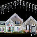 Christmas Outdoor Icicle Lights - 480 LED 66+33 FT 8 Modes Curtain Fairy String Light Plug in, Waterproof for Eaves Yard Holiday Xmas Holiday Indoor Outdoor Decoration - White by Unknown