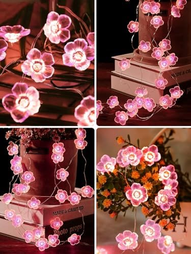 Cherry Blossom Flower String Lights Fairy Lights Battery Operated Remote - Image 6