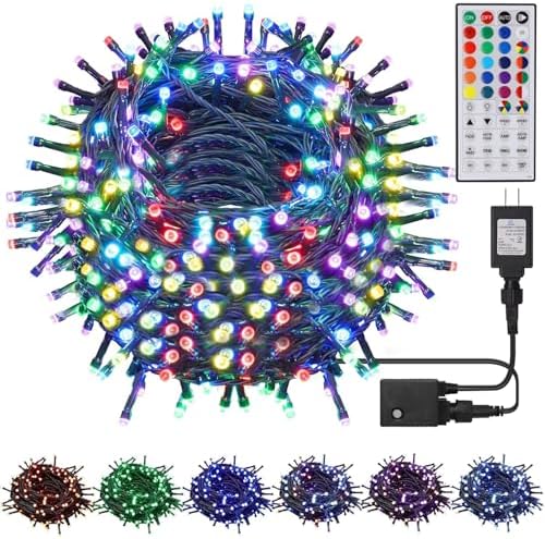 LJLNION 98.5ft Christmas Lights Color Changing with Remote, 300 LED RGB Fairy String Lights Halloween Decorative Lights, 8 Lighting Modes & Timer, Plug in Indoor Outdoor Xmas Wedding Party Decor by LJLNION