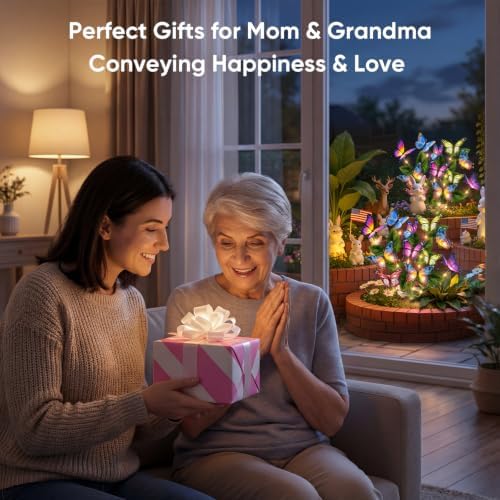 Solar Lights Outdoor Garden Decor: 4 Pack Colorful LEDs Butterfly Lights - Image 3