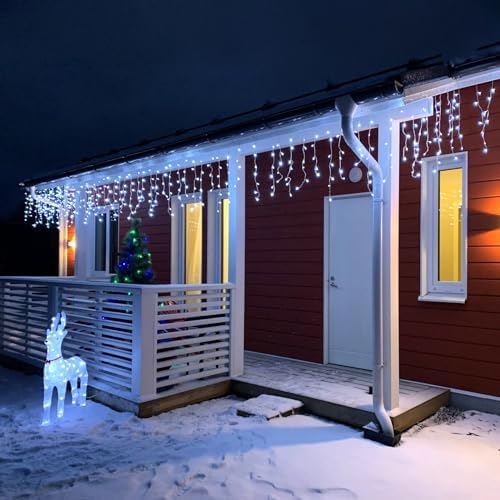Icicle Christmas Lights Outdoor, 33ft 400 LED Icicle Lights for Outside, Plug in Twinkle Lights Indoor with 8 Modes Timer Waterproof for House Holiday Decor Wedding Christmas Decorations (Cool White) - Image 3