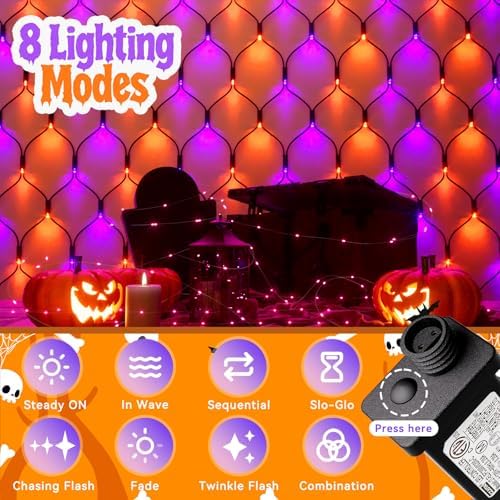 LitHome 21FT x 5FT Halloween Net Lights Outdoor Connectable, 360 LED - Image 3