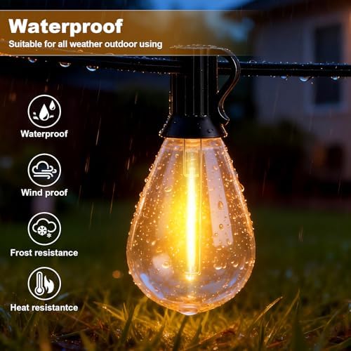 100(90+10)FT Outdoor String Lights, 30m Waterproof Remote LED Patio Lights with 39+2 S11 Bulbs, Dimmable Outside Hanging Lights for House, Porch,Yard,Garden,Connectable Plug-in Gazebo Lighting - Image 4