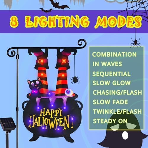 Halloween Lighted Garden Flag, Witch Feet Yard Decor, 28x40 In - Image 2