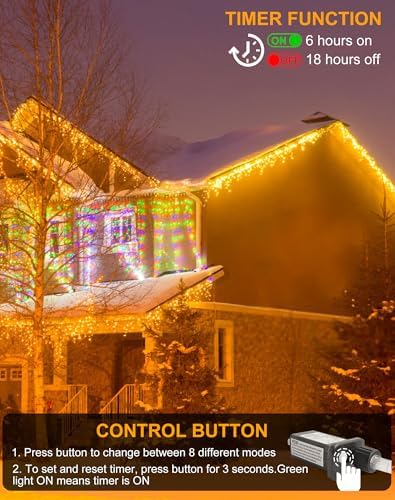 Christmas Icicle Lights for Outside 1000 LED 98FT with 160 Drops Warm White - Image 3