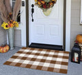 Fall Decor Front Door Mat 27.5"x43.3",Halloween Buffalo Plaid Outdoor Rug by BUAGETUP