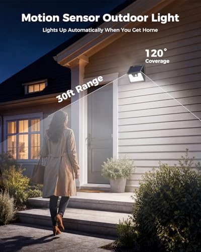Peasur Solar Lights Outdoor Motion Sensor, 6 Pack 140 LED Solar Powered Fence Light Waterproof, 3 Modes Security Wall Lighting for Outside Yard Deck Garden - Image 5