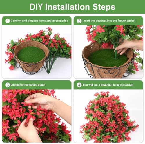 INQCMY Fake Hanging Flowers with Basket Artificial Violet for Outdoor - Image 6