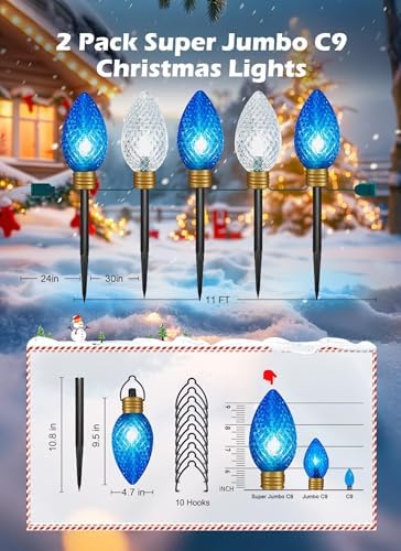 Strawberry Super Jumbo Christmas Lights Outdoor,2 Pack Total 22FT - Image 2