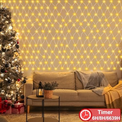 Dual Color Changing Net Lights 20x6.6ft Christmas Lights with Remote Timer - Image 3