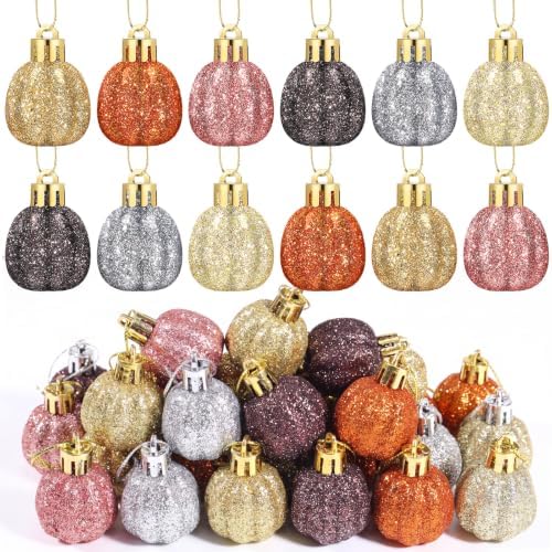 Colingmill 36 Pcs Fall Tree Ornaments, Glitter Pumpkin Hanging Decoration by Colingmill