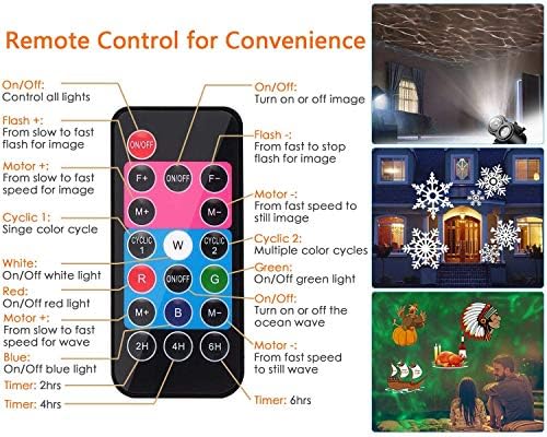 Halloween Christmas Projector Lights Outdoor, Brighter 14 HD Slides (3D Ocean Wave +Patterns) Waterproof Holiday Projector Lights Outdoor Indoor, Xmas Halloween Decorations for Yard Garden - Image 5