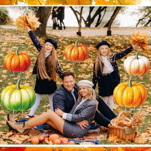 10 Pcs Lighted Pumpkin Fall Thanksgiving Yard Sign Stake Decor - Image 4