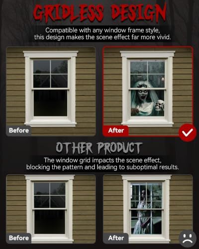 2pcs Halloween Window Cover Decor, Scary Ghost Curtain Outdoor - Image 4