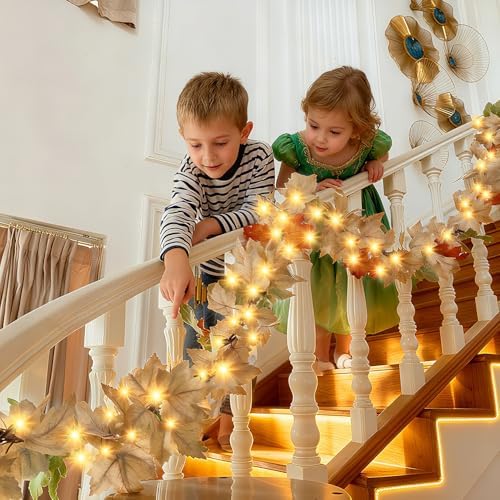 Fall Decorations for Home 9FT Plug in Fall Lights with 50 Warm Incandescent Bulbs UL Certified Connectable Lighted Thanksgiving Garland for Indoor Outdoor Autumn Halloween Harvest Decorations - Image 3