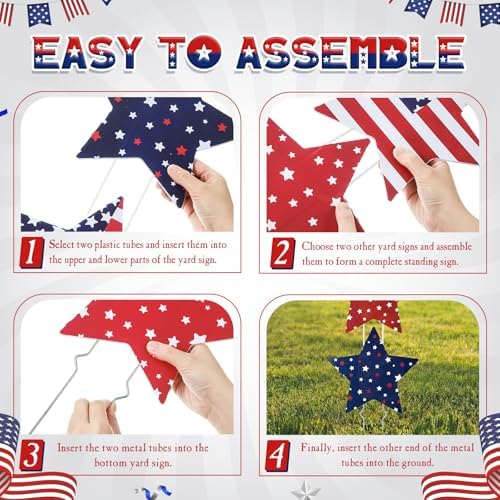 RattanView 6 Pack Outdoor 4th of July Yard Signs Decorations Patriotic Yard Stakes Red White Blue American Flag Front Porch Decor for 250th Anniversary Independence Day Lawn Garden Patio - Image 4