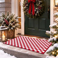 Duraaamo Red White Stripe Runner Rug 2' x 3' for Christmas Outdoor Decor by Duraaamo