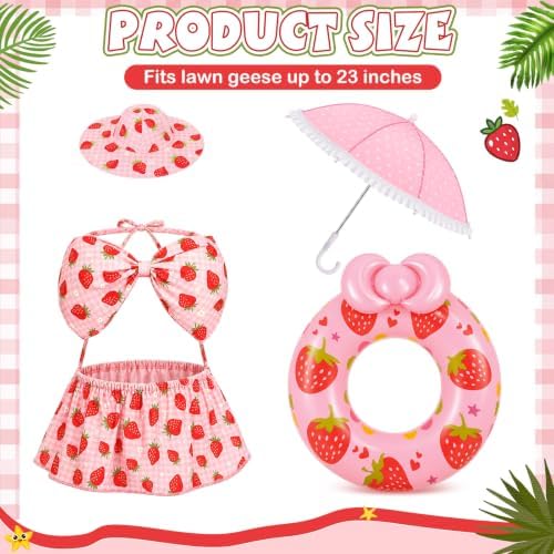 Summer Porch Goose Outfits for 23'' Geese Statue,Strawberry - Image 2