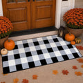 Black White Plaid Outdoor Rug 2 x 4.3 Ft, Front Door Layering Mat by Unknown