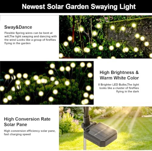 Solar Firefly Lights Outdoor Yard Garden Decor Warm White 8 Pack - Image 3