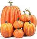 Lucakuins 7Pcs Artificial Pumpkins Fall Decoration Assorted Faux Pumpkin Cute Foam Pumpkins for Home Outside Halloween Decorating (Orange1, One Size) by Lucakuins