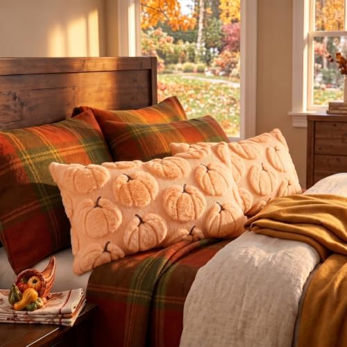 Fall Pillow Covers Pumpkin Fall Decor 12x20 Set of 2 Apricot - Image 5