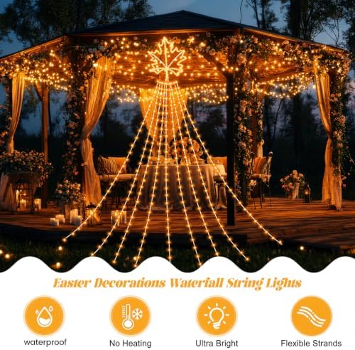 Huquary Fall Leaves Waterfall String Lights Led, 2 ft - Image 4