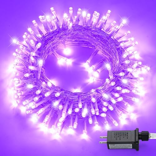 JMEXSUSS 150 LED Purple String Lights, Connectable Halloween Lights Indoor by JMEXSUSS
