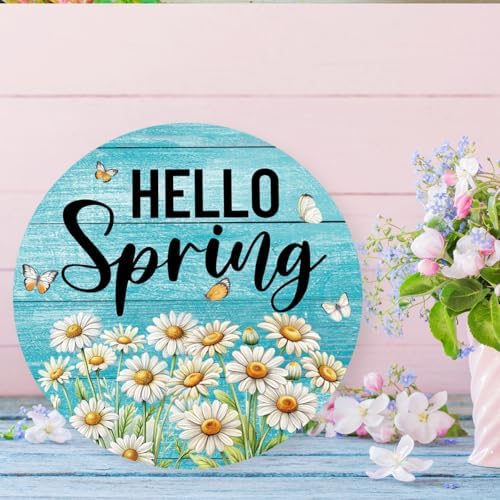 Hello Spring Door Sign, Spring Wildflower Wooden Sign front Porch Decor, Seasonal Floral Hanging Decor, Welcome Spring Hanging Sign for Home Door Wall Porch Indoor Outdoor Decor - Image 6