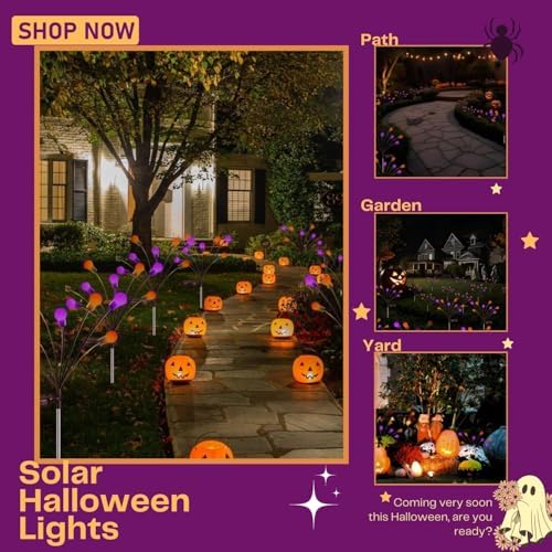 OZS 6Pack 48LED Solar Firefly Halloween Lights Outdoor for Party Decor - Image 4