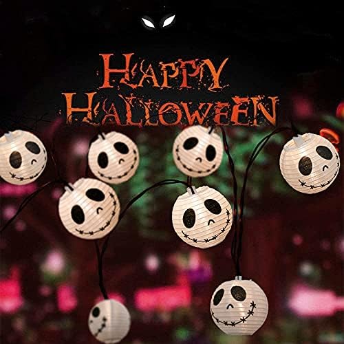 GOOTHY 8.5Ft Halloween Lantern String Lights, 10 White Ghost Nylon Lantern Lights for Holiday Decoration, Connectable Halloween Lanterns Outdoor for Garden, Bedroom, Bar, Party Decor, Waterproof - Image 3