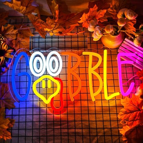 Turkey Neon Sign Thanksgiving Neon Sign for Wall Decor Dimmable Turkey LED Lights Gobble Neon Light Up Sign for Door Wall Art Window Home Party - Image 2