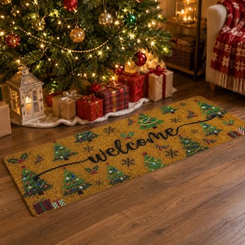 Long Doormat 48x 16 inch Christmas Tree Door Mat Welcome Doormat for Winter Christmas Front Door Outdoor Indoor Porch Entrance Decor Vivid - Image 6