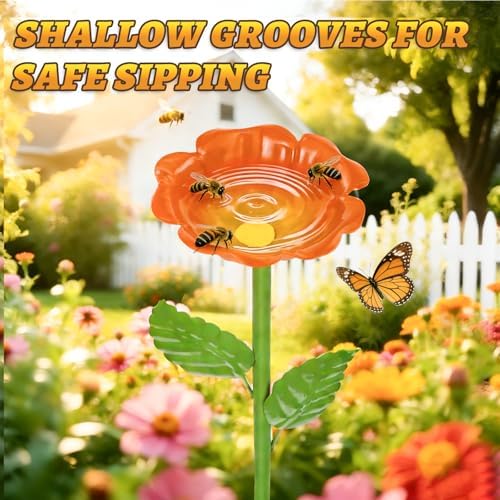 Mellbree Bee Watering Station, 4-Pack Metal Flower Bee Bath for Garden – Butterflies & Pollinators – Colorful Outdoor Gardening Stakes for Yard, Patio, Butterfly Garden, Gardening Essentials, 4 - Image 2