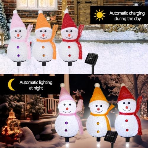 Solar Christmas Snowman Pathway Lights Outdoor Decoration, 6 Pack - Image 3