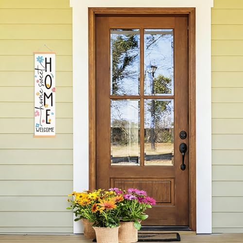 Home Sweet Welcome Porch Banner, Floral Hanging Door Banner, Rustic Seasonal Welcome Banners for Front Door Indoor Outdoor Decor, Party Decorations for Farmhouse Yard Home Classroom - Image 4