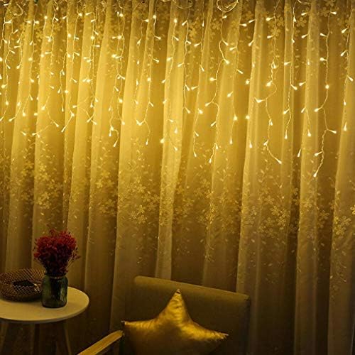 ZIMINGU Icicle Diwali Lights Outdoor, Christmas Hanging Window Curtains Dangling 16.4FT 216LEDs 8 Modes Weeping Willow Ceiling Fairy String Lights, Warm White, 5M - Image 3