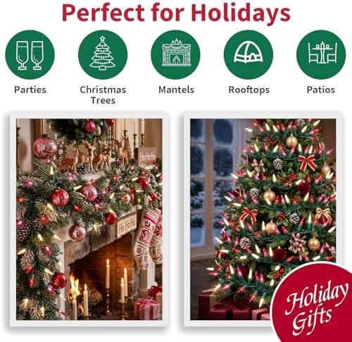 LAMPHOME Pink Red Clear String Lights, 31.9Ft 150 Mini Incandescent Fairy Lights, Valentine's Day Mother's Day Christmas Wedding Lights for Indoor Outdoor Patio Bedroom Xmas Tree Garland Decoration - Image 7